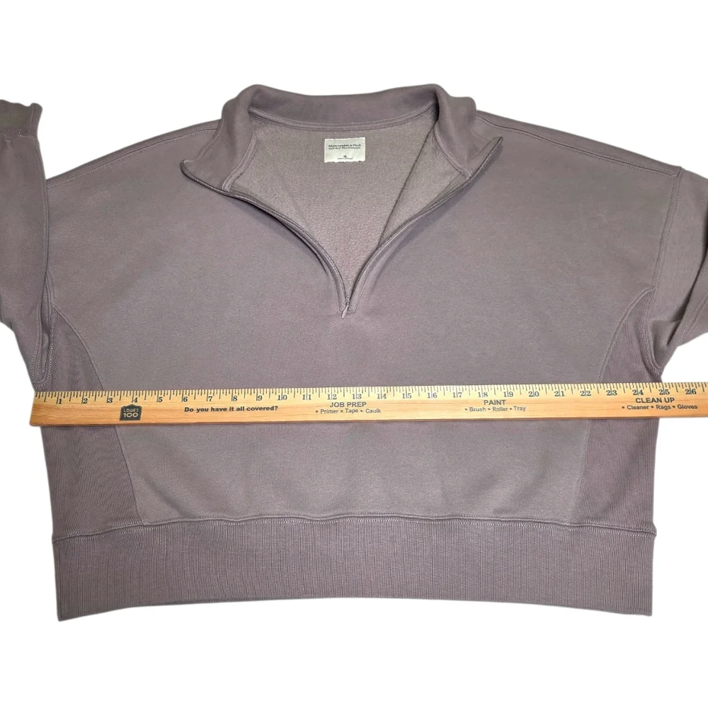 Abercrombie Sunday Half Zip Neutral Sweatshirt Taupe Gray Oversized A&F Max XL - Picture 8 of 13